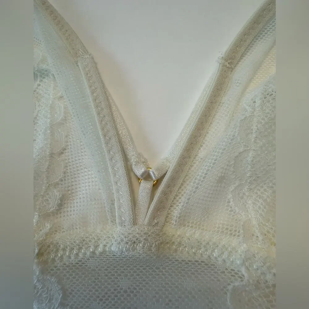 NWT Aerie Paisley Lace Longline Bralette White Size Medium